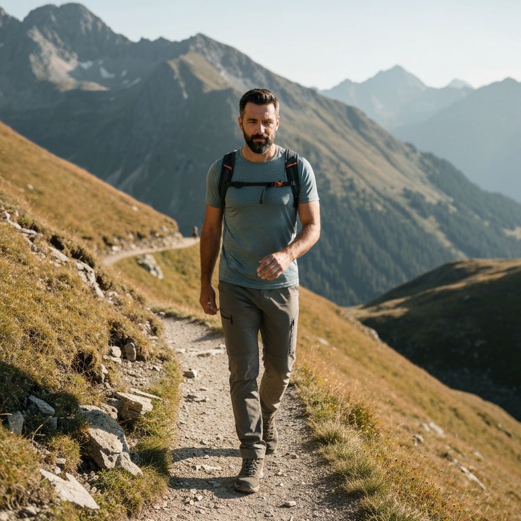 Man engaged in gentle physical activity in natural setting